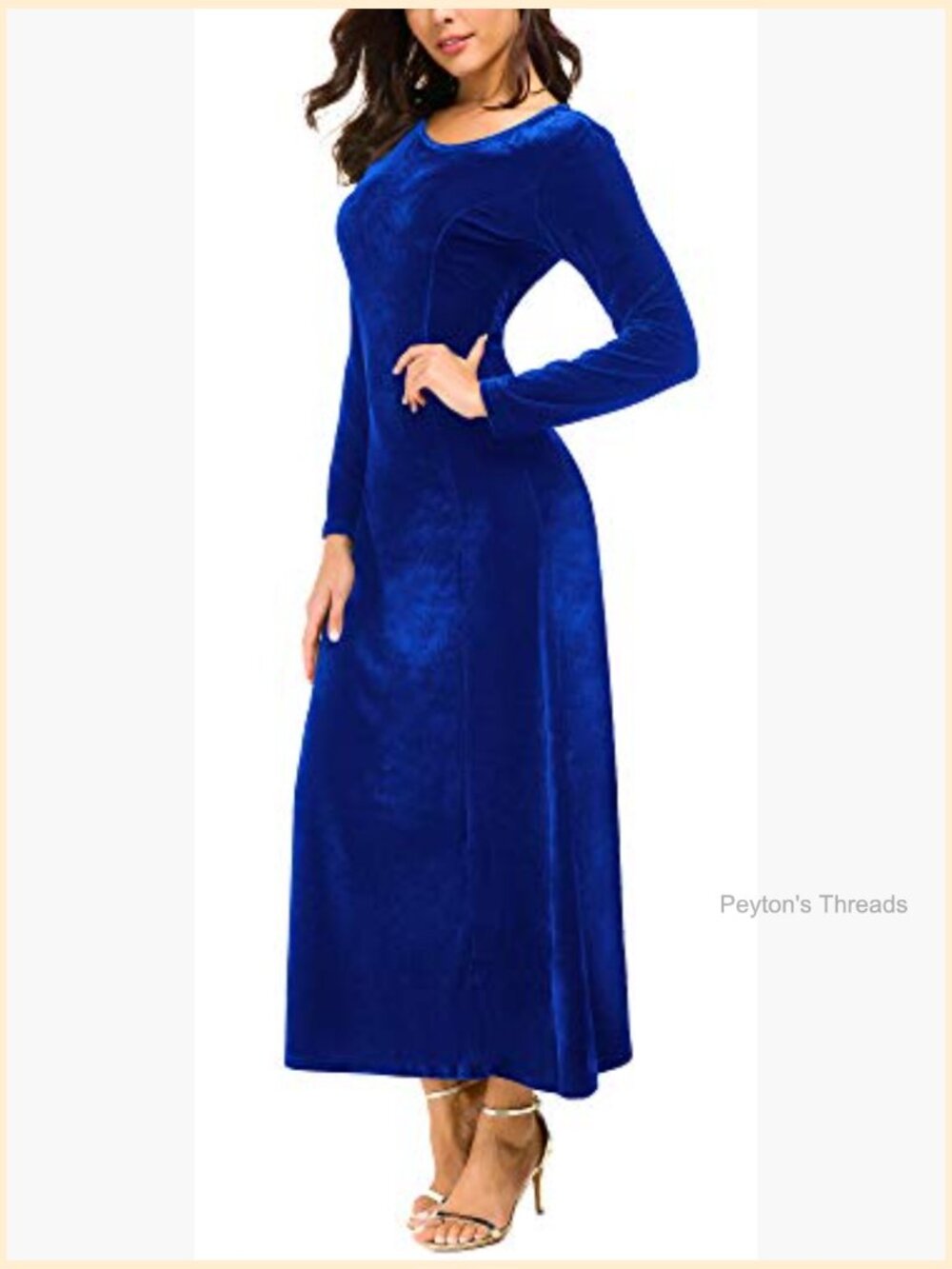 Long Sleeve Ruched Velvet Stretchy Maxi Dress For Party View 3